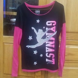 Pink and black gymnastics tee